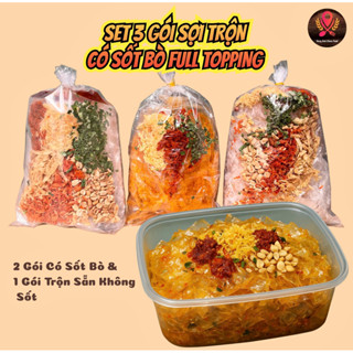   Set 3 Gói  Bánh Tráng SỢI TRỘN Có Sốt Bò Đầy Đủ Topping 