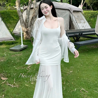 set áo 2 dây kèm áo khoác,set váy tiểu thư sang chảnh sét váy hai dây dáng dài kèm áo khoác xinh G180