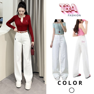 Quần Suông Nữ TRẮNG Kaki Jean Dáng Đứng Lưng Cao Ống Rộng Basic Tôn Dáng | Quần Nữ Ống Suông Hot Trend | T&A FASHION
