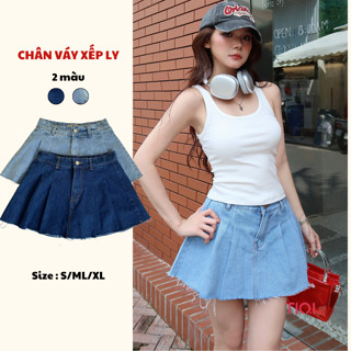 Chân váy jean xếp ly có lót quần TiQi Jeans V1-282