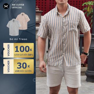 Áo Sơ Mi nam kẻ Treso MKCLEVER Chất vải đũi mềm mịn, thoáng mát, chống nhăn, form dáng trẻ trung mặc hằng ngày