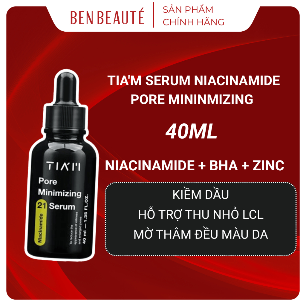 Serum Tiam Niacinamide 20% + Zinc 1% Pore Minimizing 21 Kiểm Soát Dầu Nhờn, Thu Nhỏ Lỗ Chân Lông
