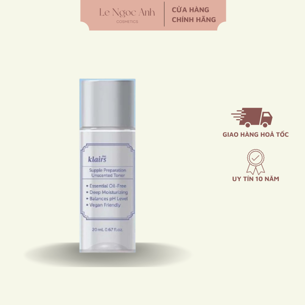 [HÀNG CÔNG TY] Nước Hoa Hồng Dưỡng Ẩm Dears, Klairs Supple Preparation Unscented Toner Mini Size 20m