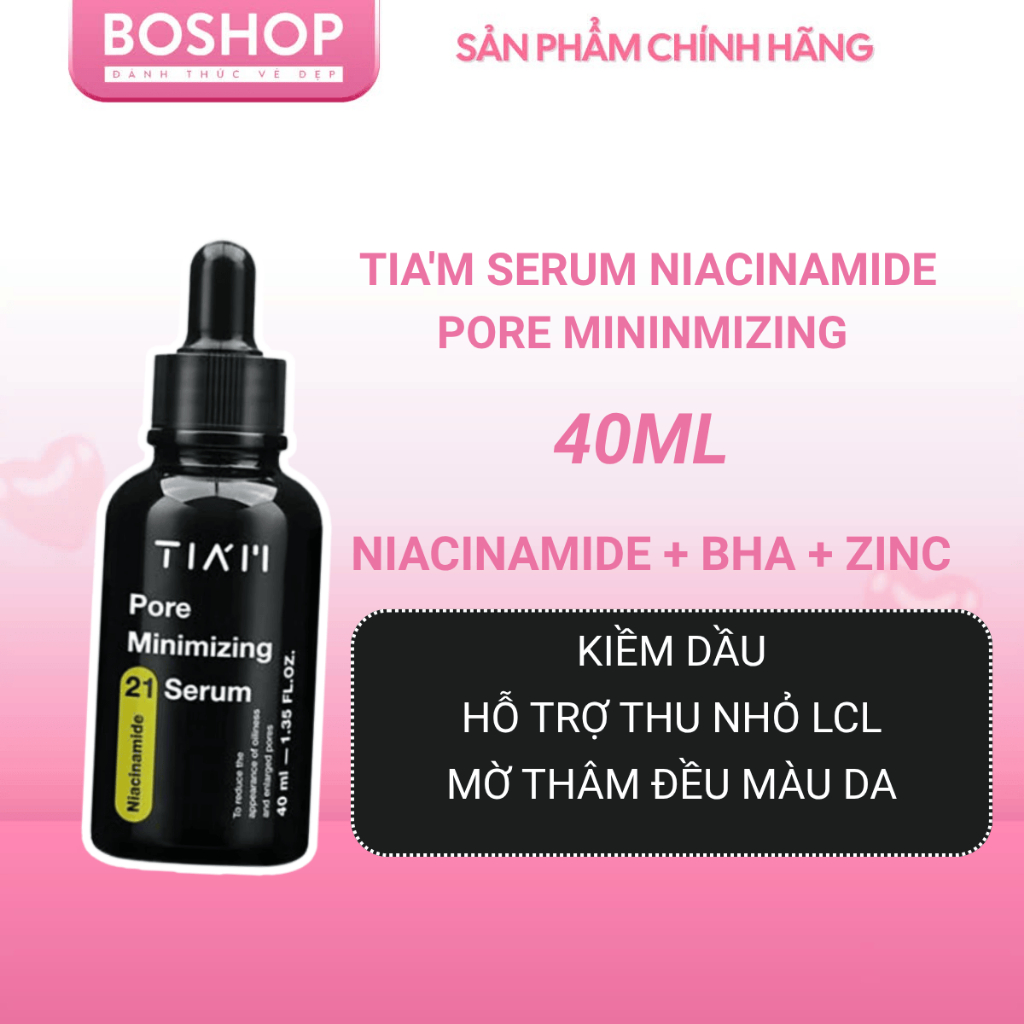 Serum Tiam Niacinamide 20% + Zinc 1% Pore Minimizing 21 Kiểm Soát Dầu Nhờn, Thu Nhỏ Lỗ Chân Lông