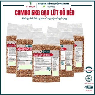 Gạo lứt đỏ dẻo hữu cơ gạo Điện Biên COMBO 5KG HTFOOD