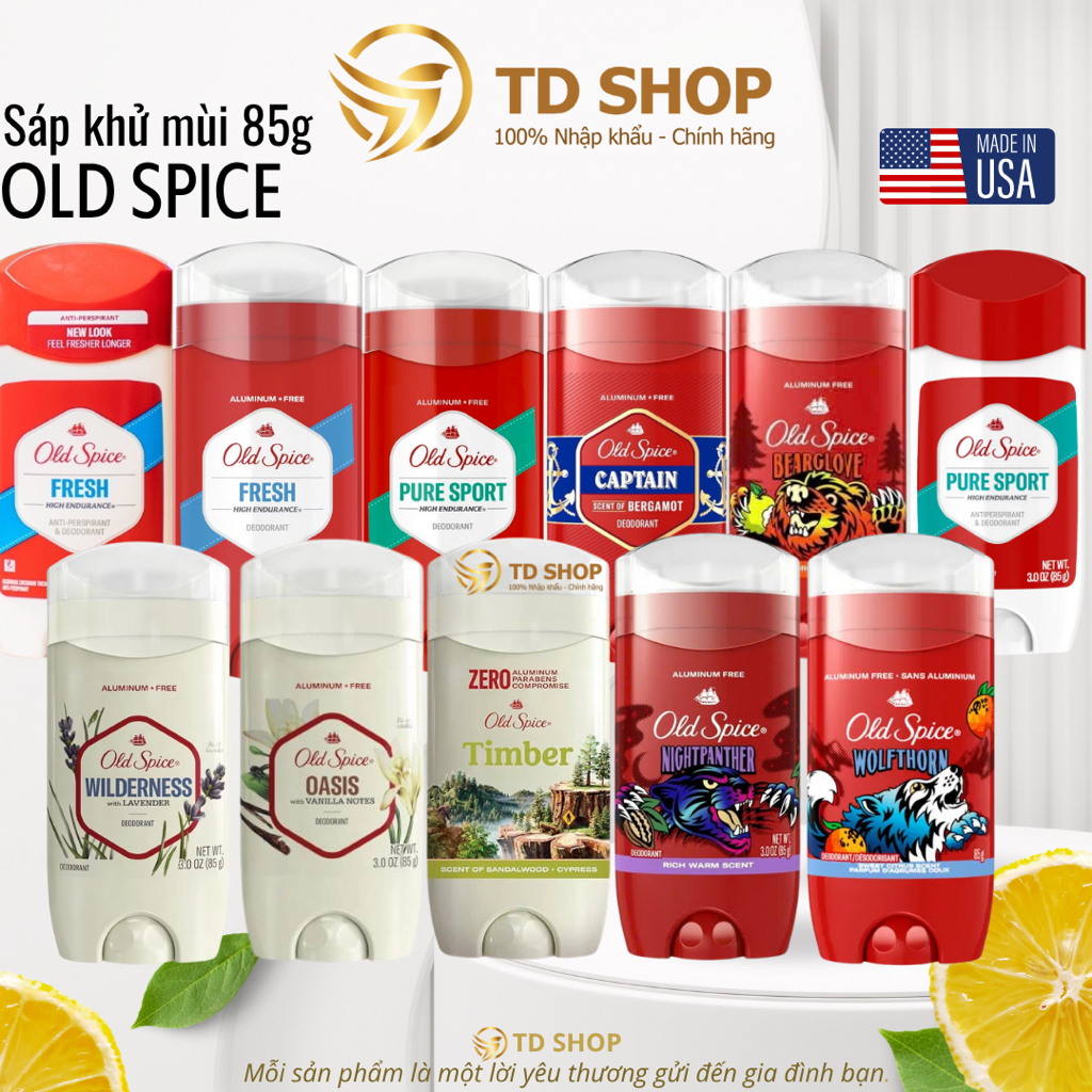 [NK Mỹ] Lăn Sáp khử mùi Old Spice SÁP XANH 85g PureSport I Fresh I Original - TD Shop