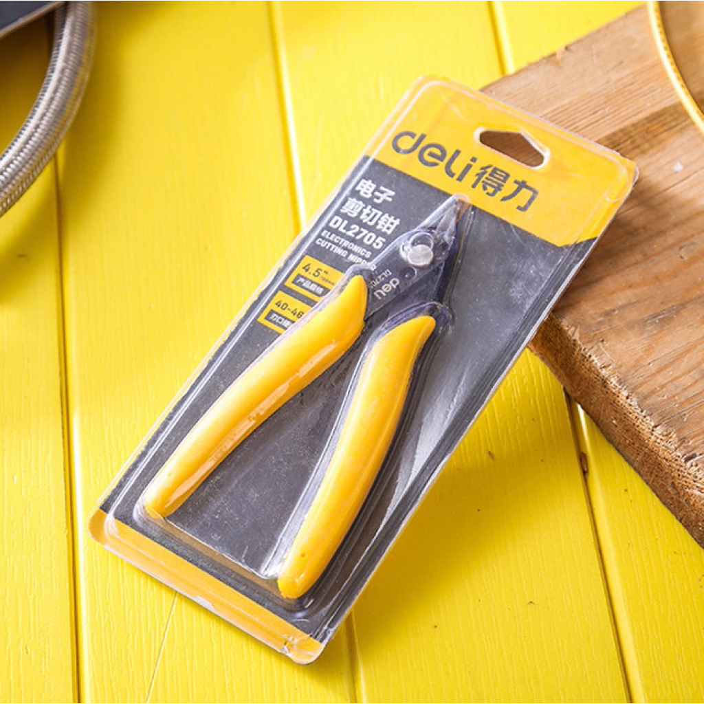 Kìm Cắt Dây Điện Mô Hình Linh Kiện Mini Chính Hãng DELI - Lưỡi Cắt Sắc Bén Chống Mòn