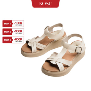 Sandal đế xuồng Kosu 5,5cm K-25235, xăng đan đế bằng T-Strap nhẹ, êm, chống trơn trượt Nhật Bản