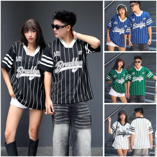 Áo Thun Nam Nữ “SỌC BROOKLYN” x K.BO Unisex - Áo Phông From Rộng Top Menswear Cổ V