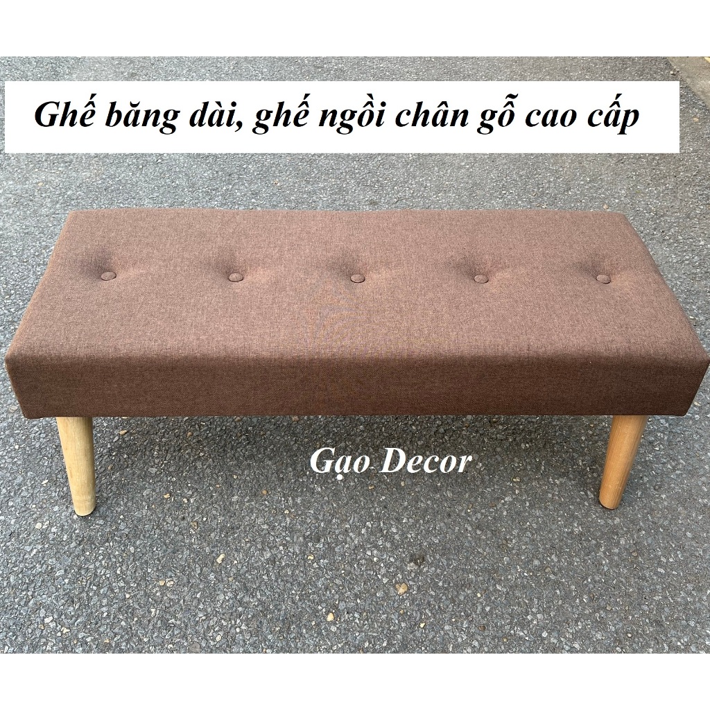 Ghế đôn ngồi chân gỗ,Băng ghế dài ,Ghế Chờ, Ghế Sofa Mini tối giản, nhận làm theo yêu cầu
