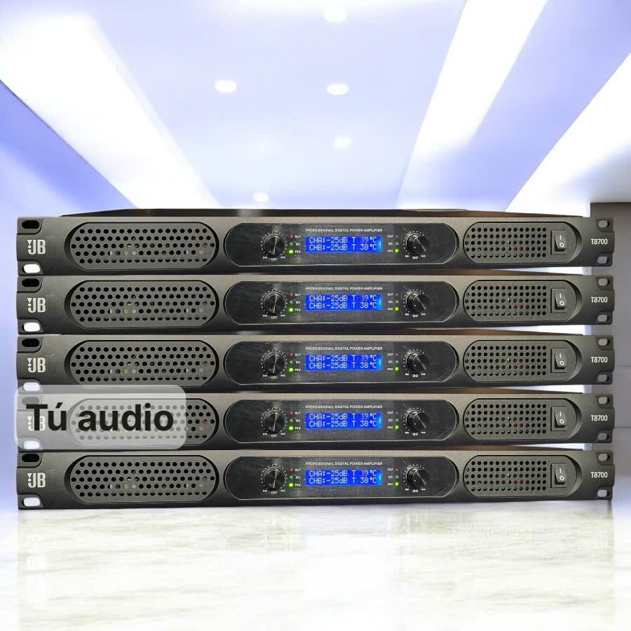 Đẩy Công Suất 1U T8700, 500w đẩy có màn hình tặng dây jack đầy đủ