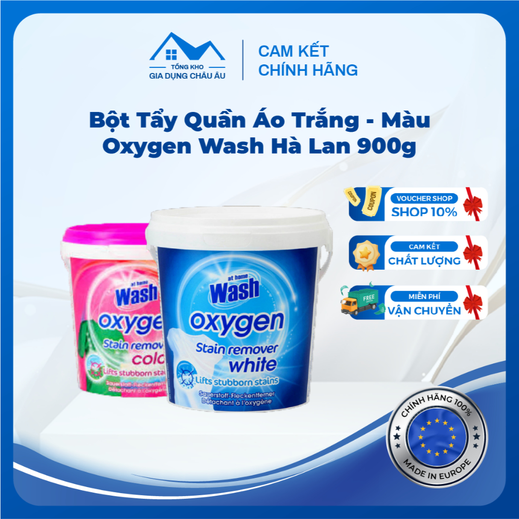 Bột Tẩy Đa Năng,Tẩy Quần Áo Trắng - Màu Oxygen Wash Tẩy Các Vết Bẩn Cứng Đầu Hàng Hà Lan Hộp 900g