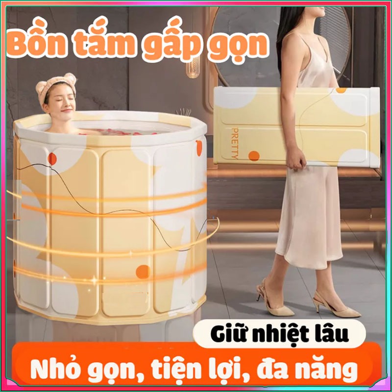 Bồn tắm gấp/Bồn tắm gấp gọn cho người lớn cao cấp, độ dày 7 lớp với 12 tấm ván bọc xung quanh chắc chắn, ráp láp dễ dàng
