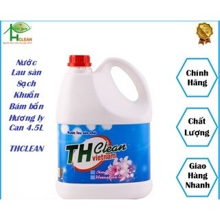 Nước lau sàn nhà, Nước lau nhà TH CLEAN Can 4.5L hương hoa thơm dịu nhẹ sạch bóng cho sàn nhà
