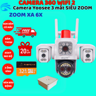 Camera Yoosee 3 MẮT ĐỘC LẬP 20MP Ngoài trời Siêu sắc nét, chống nước nhựa IP66, Bảo hành 1 năm