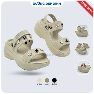 Dép sandal đế cao, Dép nữ đế cao cho nữ đi học đi chơi chất eva nhẹ êm kèm charm Xưởng Dép Xinh
