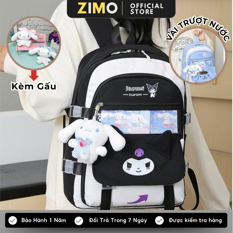 Balo nữ cặp đi học nam nữ cấp 1,cấp 2 vải kèm gấu cặp sách nhiều ngăn đựng laptop chống nước ulzzang