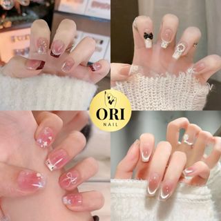 Móng Tay Giả Nail Box Đính Đá Đính Charm Kiểu Dài Màu Hồng Đen ORI ACCESSORIES ZX19