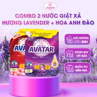 [MUA 1 TẶNG 1] Nước giặt xả Avatar 5in1 hương Hoa Anh Đào và Lavender sạch sâu, lưu hương 72h, an toàn cho da 2kg/túi