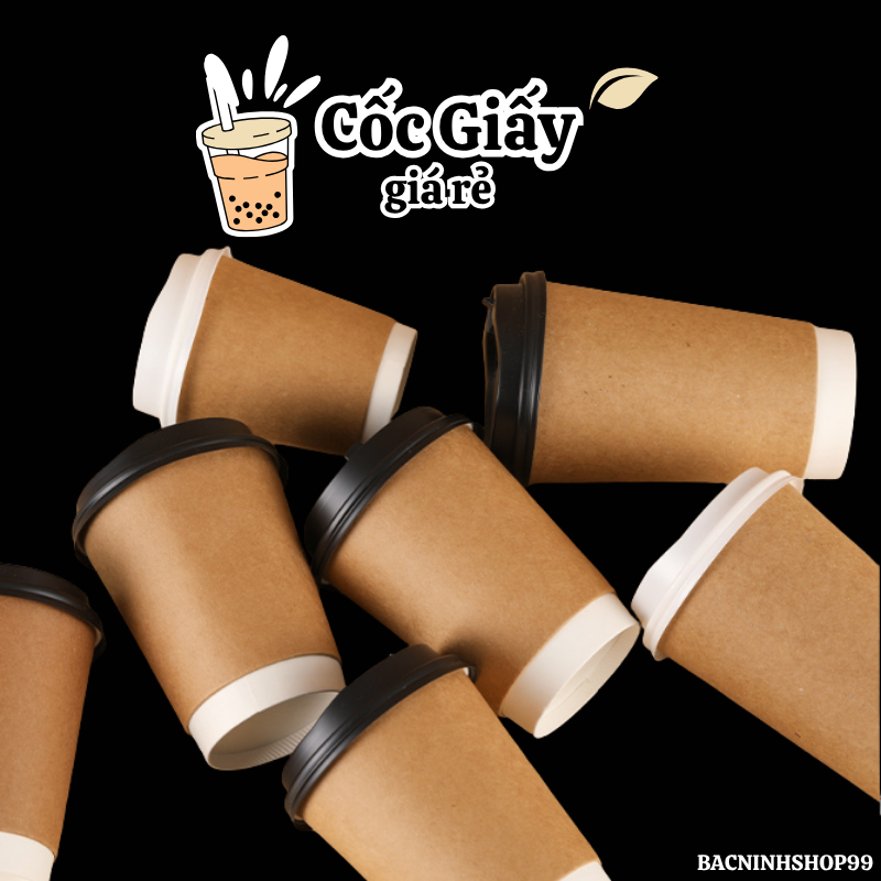 50 Cốc giấy/Ly giấy cafe Kraft 240ml và coffee 360ml cốc giấy 2 lớp siêu cứng cáp dùng 1 lần