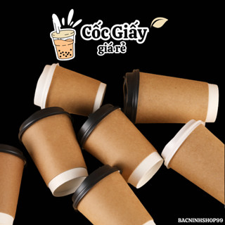 50 Cốc giấy/Ly giấy cafe Kraft 240ml và coffee 360ml cốc giấy 2 lớp siêu cứng cáp dùng 1 lần