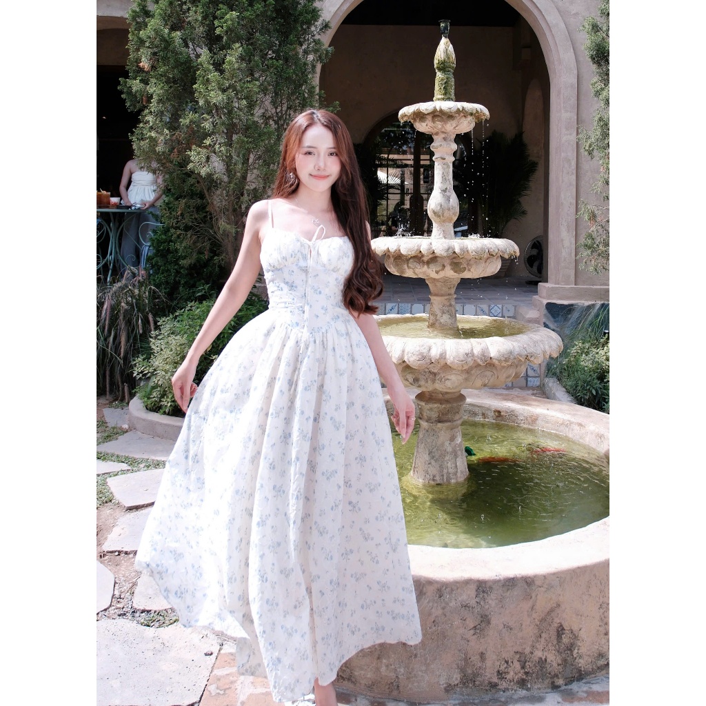 Đầm 2 dây hoa thêu dáng dài HH103 HaLuu Store phong cách nhẹ nhàng tiểu thư cho nữ | BigBuy360 - bigbuy360.vn