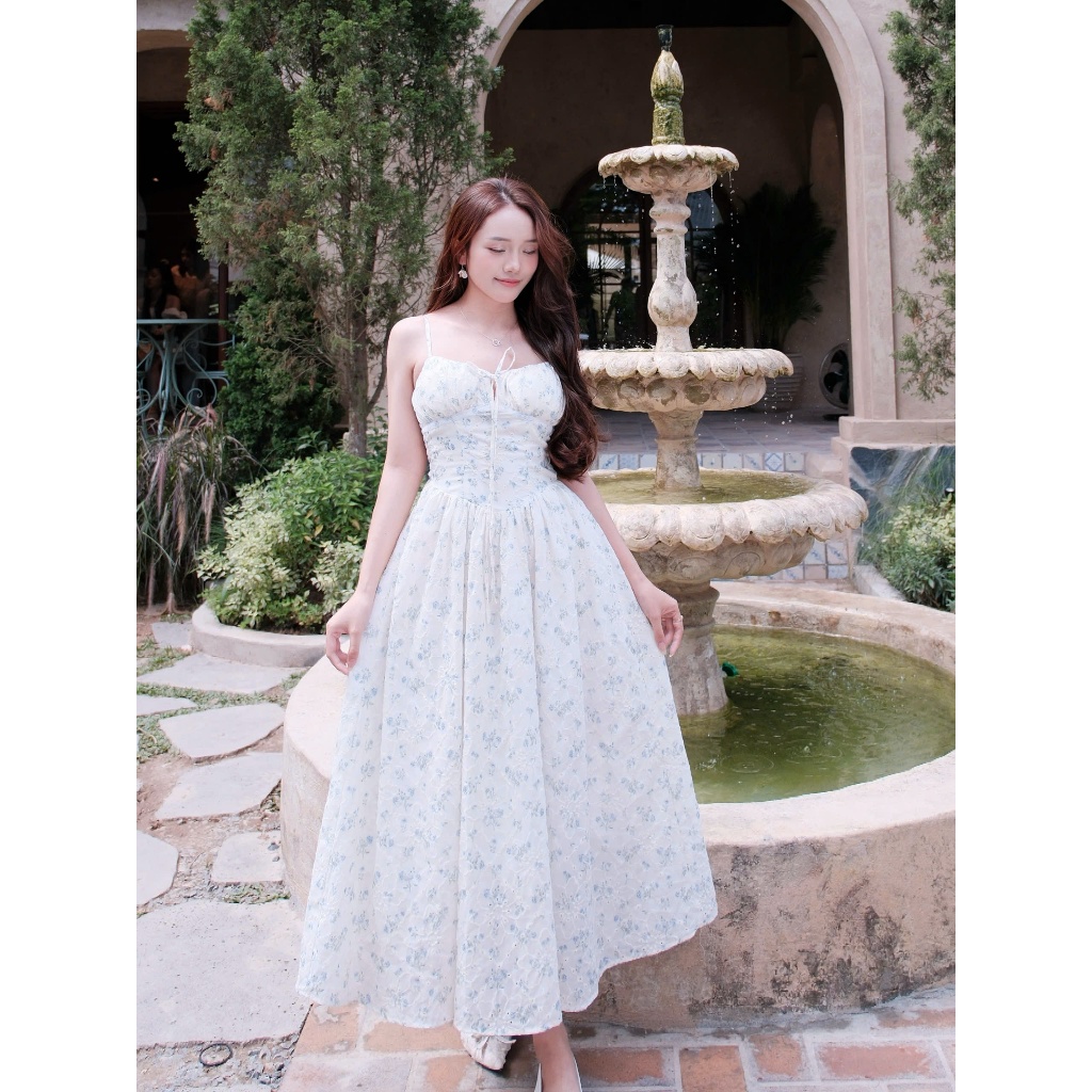 Đầm 2 dây hoa thêu dáng dài HH103 HaLuu Store phong cách nhẹ nhàng tiểu thư cho nữ | BigBuy360 - bigbuy360.vn