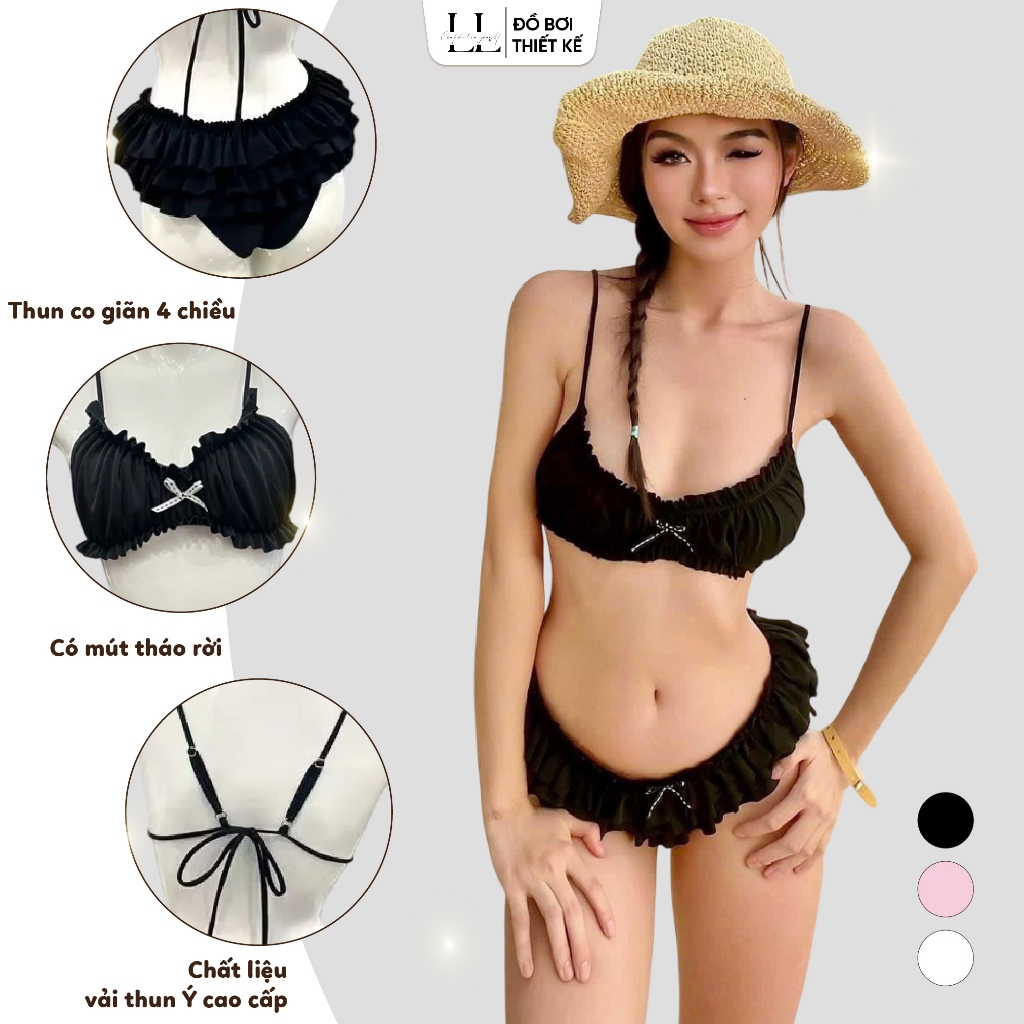 Bikini 2 Mảnh Nữ L&L BIKINI Phối Bèo Nhún Xếp Tầng Có Mút Ngực Kèm Vòng Eo Freesize Đi Biển - L05 | BigBuy360 - bigbuy360.vn