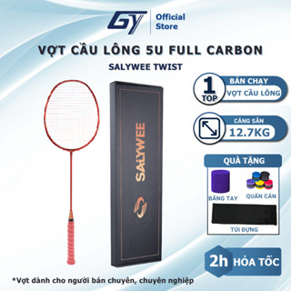 Vợt cầu lông full carbon Khung xoắn SalyWee cao cấp 5U G5 lực căng tối đa 30lbs tấn công phòng thủ