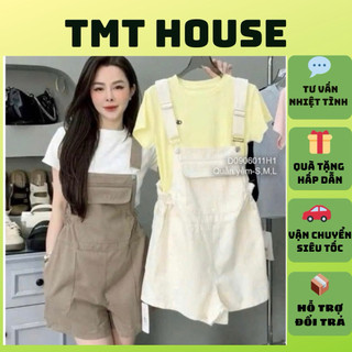  Quần short yếm jean quần yếm eo thun phối túi to HOUSE 