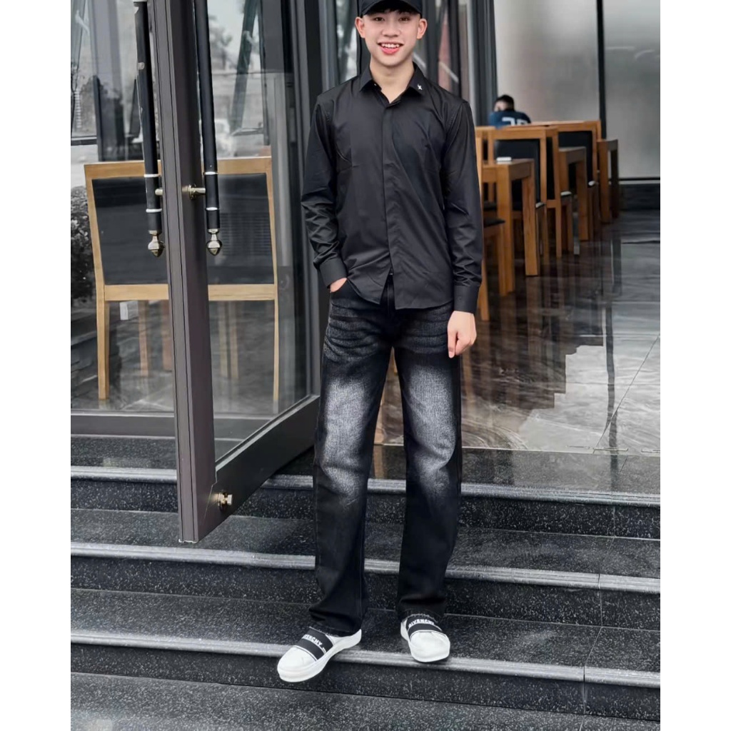 Quần jean nam boy phố rách xanh xướt VÁ DA form đẹp chất bò cao cấp mẫu mới Hót Trend N77 FASHION