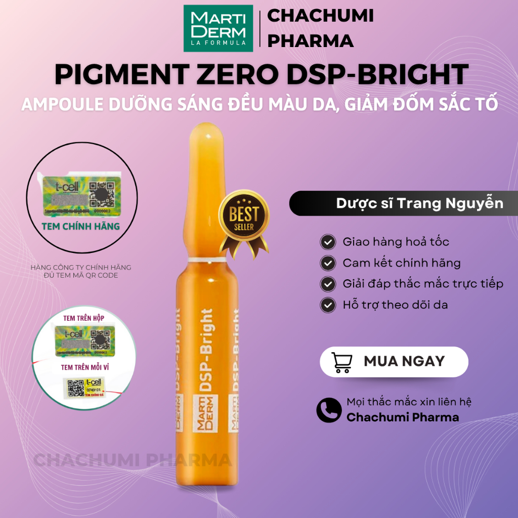 martiderm pigment zero dsp bright dưỡng sáng đều màu da giảm đốm sắc tố
