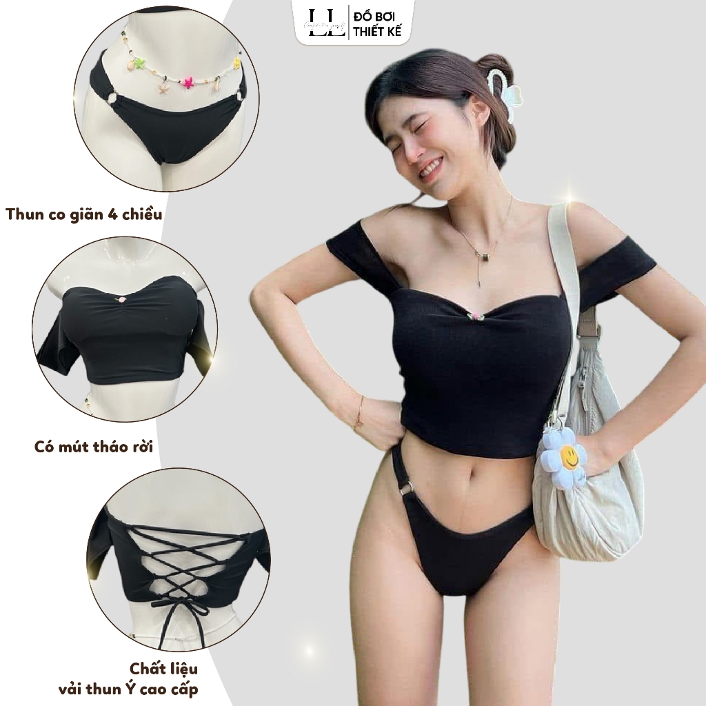 Bikini 2 Mảnh Nữ L&L BIKINI Trễ Vai Gợi Cảm Có Mút Ngực Kèm Vòng Eo Freesize Đi Biển - L01 | BigBuy360 - bigbuy360.vn