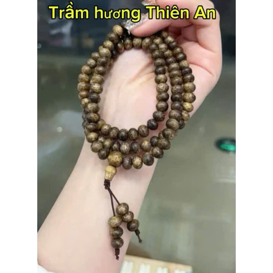  Vòng trầm hương 108 hat vòng tay chuỗi hạt trầm hương chuỗi đeo tay nam nữ phong thuỷ may mắn tài lộc 