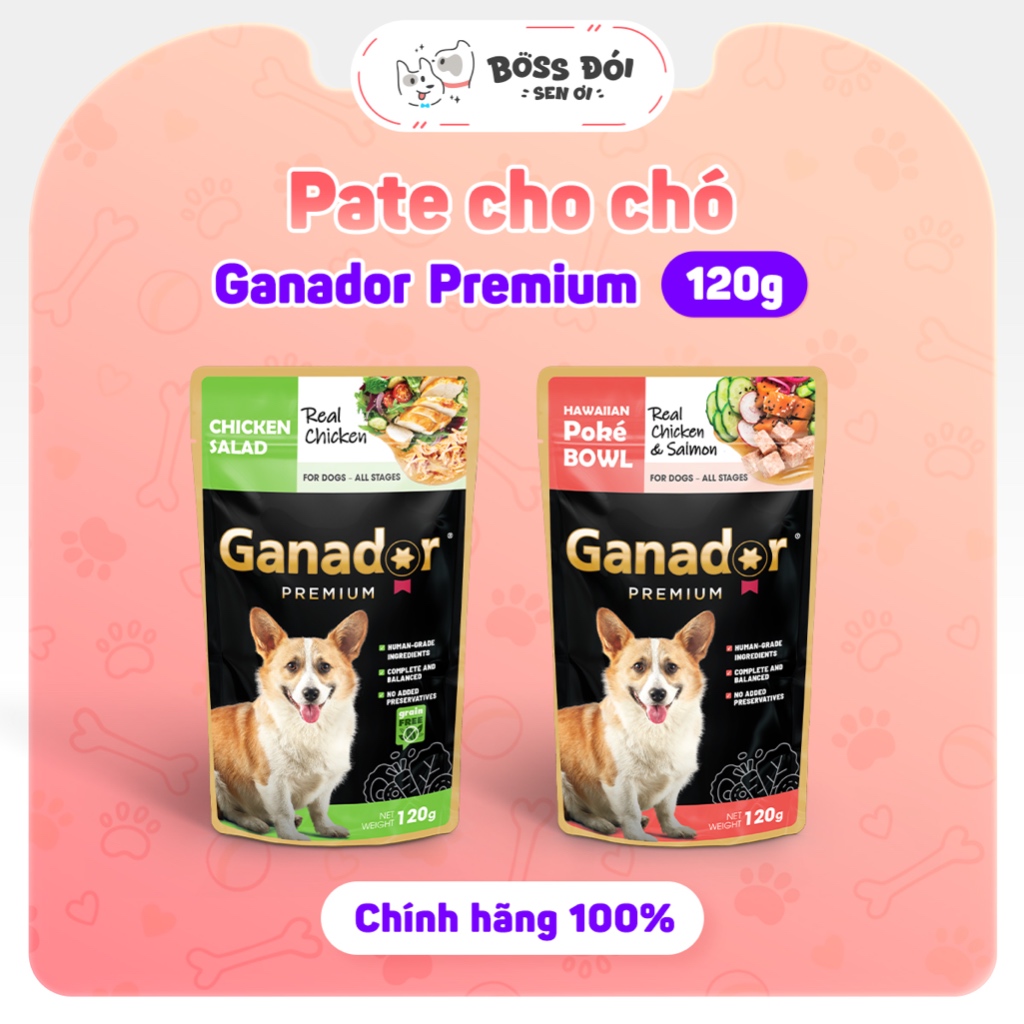 Pate cho chó mọi lứa tuổi Ganador Premium Gói 120gr - Thơm ngon từ thịt thật