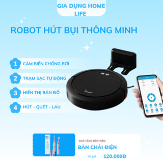 Robot hút bụi lau nhà  tự động sạc pin lực hút 4000PA cảm biến thông minh . Bảo hành 36 tháng.
