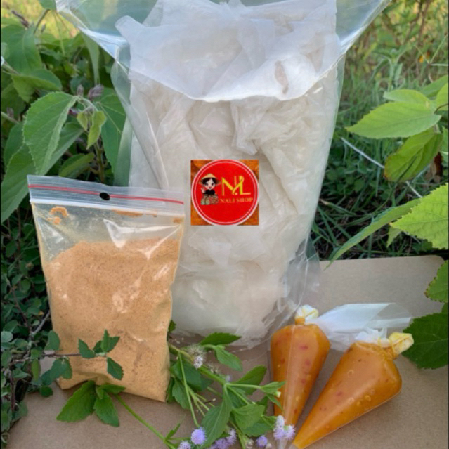 combo bánh tráng ria phơi sương +muối  sặc + 2 tui muối béo