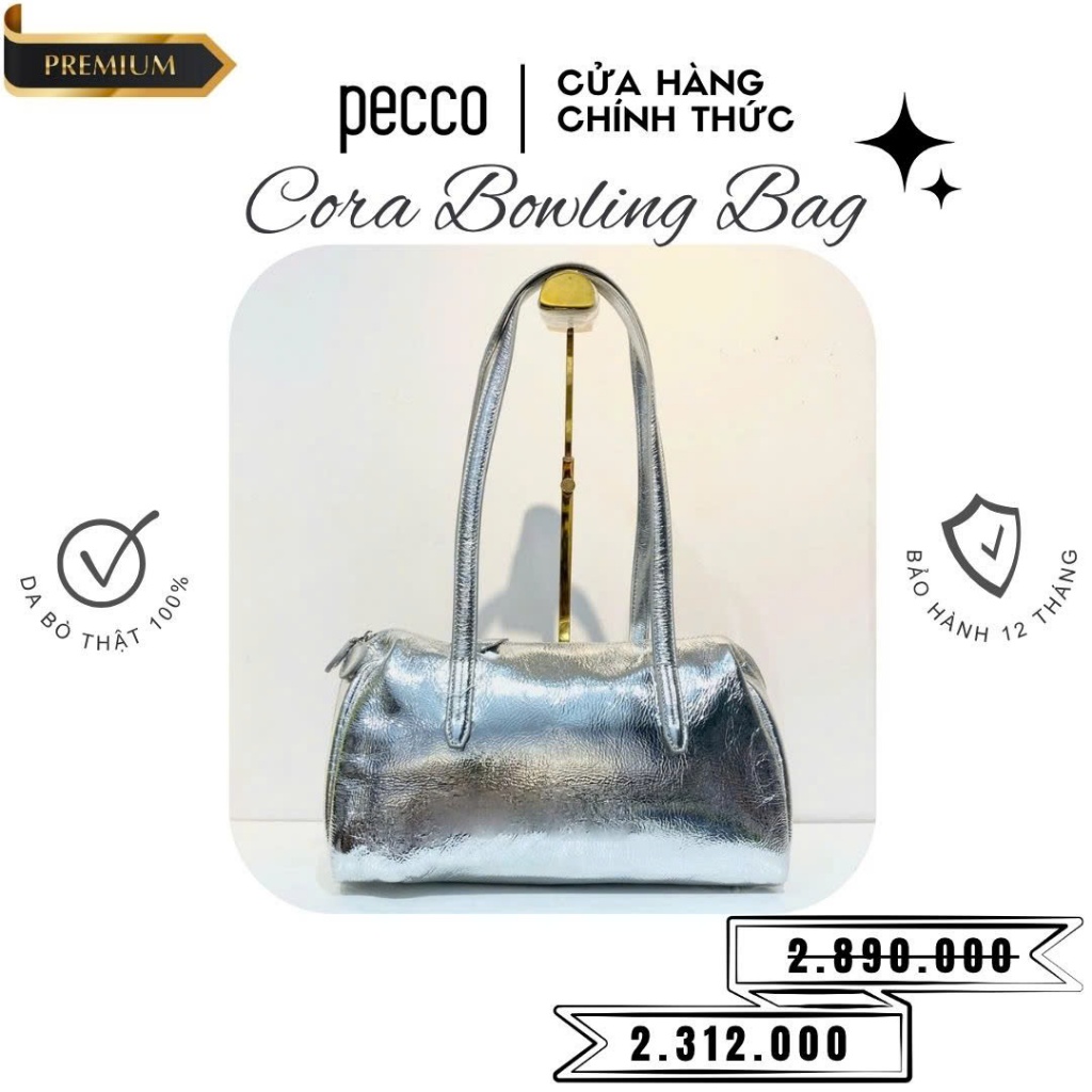 Túi xách nữ da thật PECCO CORA BOWLING Leather Bag cỡ to (31cm)- #2289