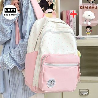 Balo nữ đi học, Cặp học sinh nam nữ basic unisex thời trang Cặp đi học LUCI đựng vừa laptop15.6 chống nước