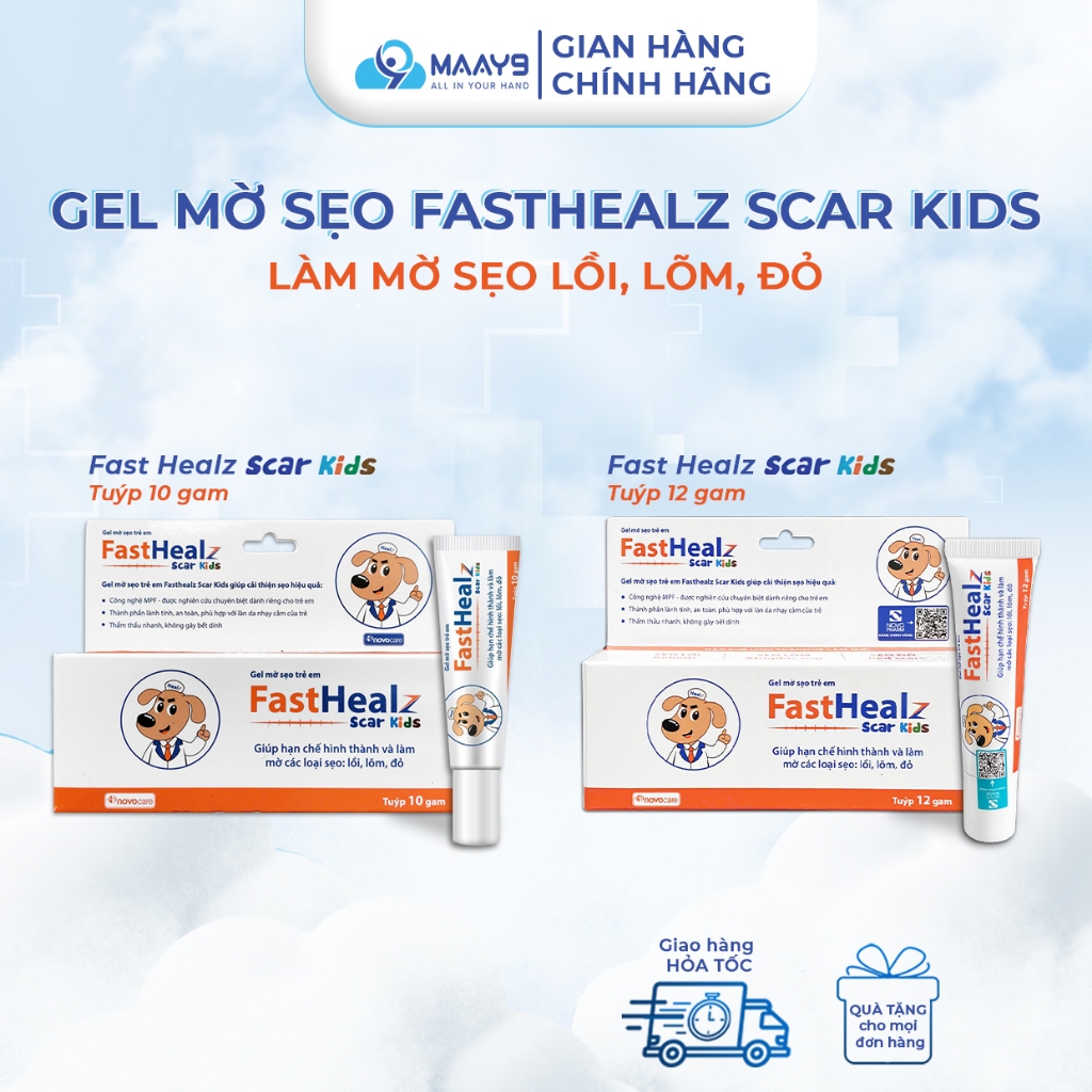 Gel mờ sẹo FastHealz Scar Kids hạn chế hình thành và làm mờ sẹo lồi, lõm, đỏ; dưỡng ẩm, làm dịu da; 