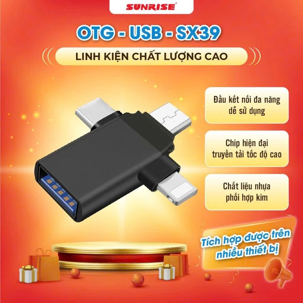 USB đa năng OTG, Hub chuyển đổi đầu Type C, Lightning, V8 cho điện thoai, Ipad, Laptop