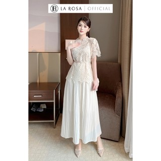  La Rosa Set Váy Tiểu Thư Set Đồ Công Sở Áo Ren Hoa Kèm Đai Phối Chân Váy Dài Chất Tơ Cao Cấp S871 