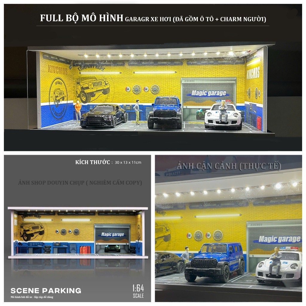 🔥TẶNG XE+ figer🔥 DIORAMA Garage Mô hình xe ô tô trưng bày xe tỉ lệ 1:64 decor gaming house bằng form