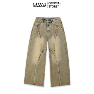  Quần Jeans Wash Ống Rộng Unisex Local Brand SWE BLAZE JEANS - Vàng 