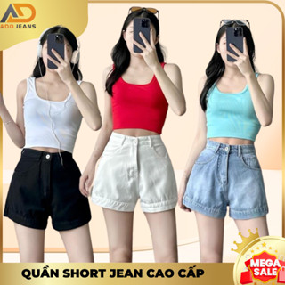(Có bigsize tới 3XL) Quần short jean nữ from chữ A, quầ đùi nữ lưng cao lai lật cao cấp ADO JEANS (Mã X88)