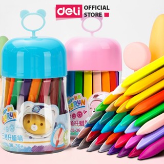 [HỌA CỤ DELI] Bút sáp màu hữu cơ gấu con Deli - An toàn cho bé, không vấy bẩn tay - 12/24/36 màu - Tô màu, vẽ tranh