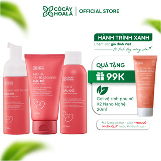 Combo Sữa Rửa Mặt, Mặt Nạ Tẩy Tế Bào Chết, Toner Đậu Đỏ Việt Nam Cỏ Cây Hoa Lá, làm sạch sâu dưỡng sáng 150g