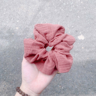 [ 15cm ]Scrunchies Cột Tóc Vải Xô Muslin Màu Trơn Dễ Thương Size Lớn Sang Chảnh Buộc Tóc Vải Hàn Quốc Hot Trend