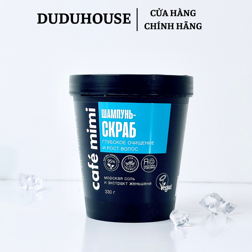 Tẩy tế bào chết da đầu Cafe Mimi Super Volume xanh lá sạch cho tóc dầu bết giúp tóc bồng bềnh 330g