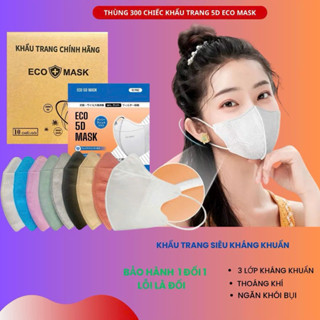 Khẩu Trang 5D Người Lớn Dr.ECO MASK KOL Thùng 300 Chiếc - 3 Lớp Vải Dày Dặn Chống Tia UV 